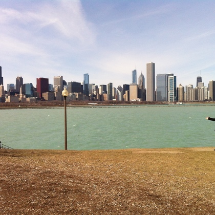 Ein Foto mit mir vor der Chicago Skyline.
